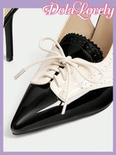 Retro Sweet Lolita Style Contrast Color Lace Up Decorated Women